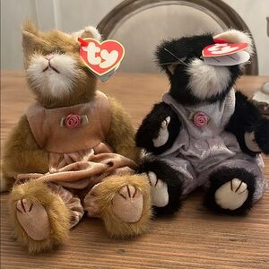 Ty Beanie Babies Cats Purrcy and Pouncer